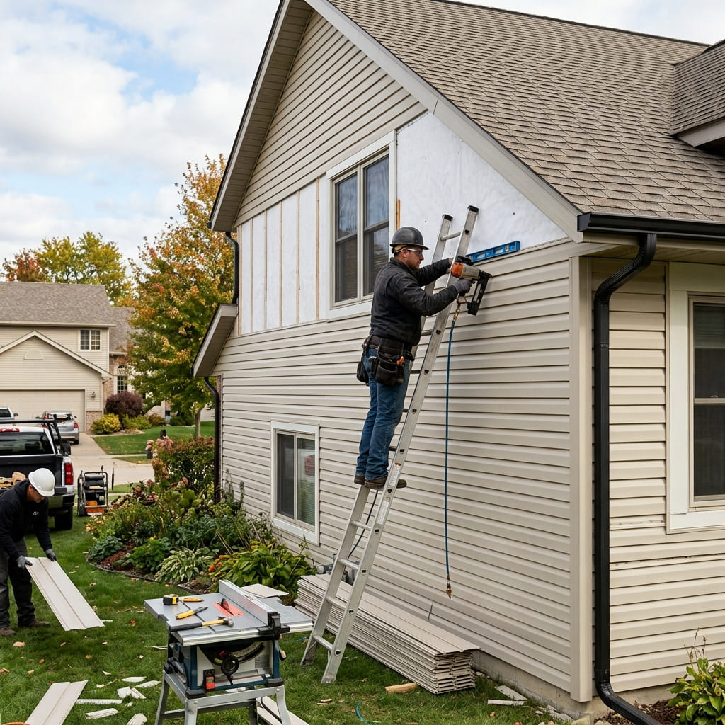 New siding installation on a Kansas home